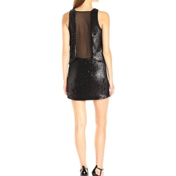 Halston Heritage Black Sequin Mini-Dress - Picture 3 of 6